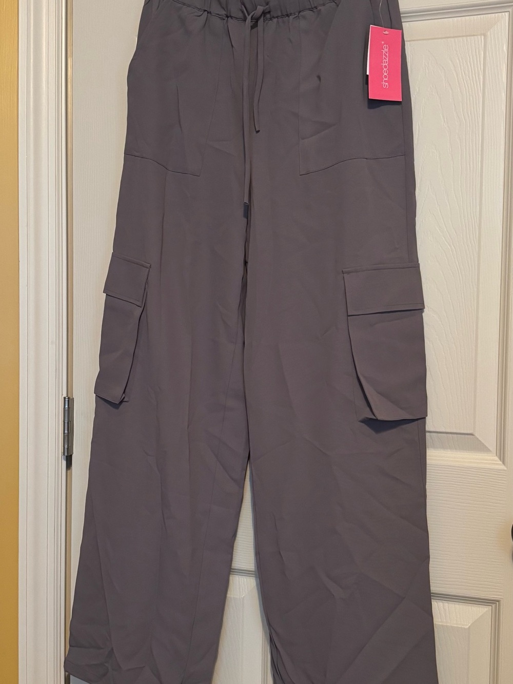 Shoe Dazzle Charcoal Gray Wide-Leg Cargo Pants